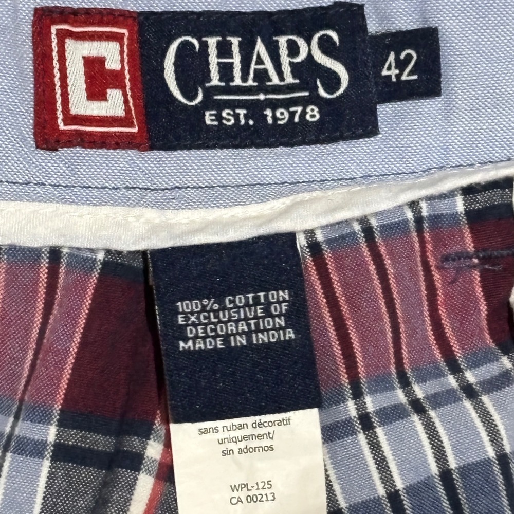 CHAPS Preppy Plaid Shorts Men 42 Blue Red White Classic Fit Cotton Summer‎ - Picture 4 of 5